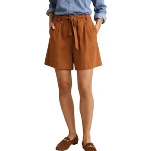 BCBGeneration Large Paperbag Waist Tie Front Shorts Brown Mustard Casual Summer